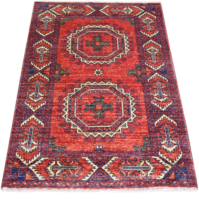 Hand-Knotted Afghan Ersari Tribal Handmade Wool Traditional Rug (Size 3.4 X 4.9) Cwral-9843