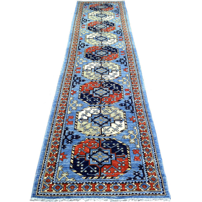 Hand-Knotted Ersari Tribal Design Handmade Wool Traditional Rug (Size 2.9 X 12.2) Cwral-9849