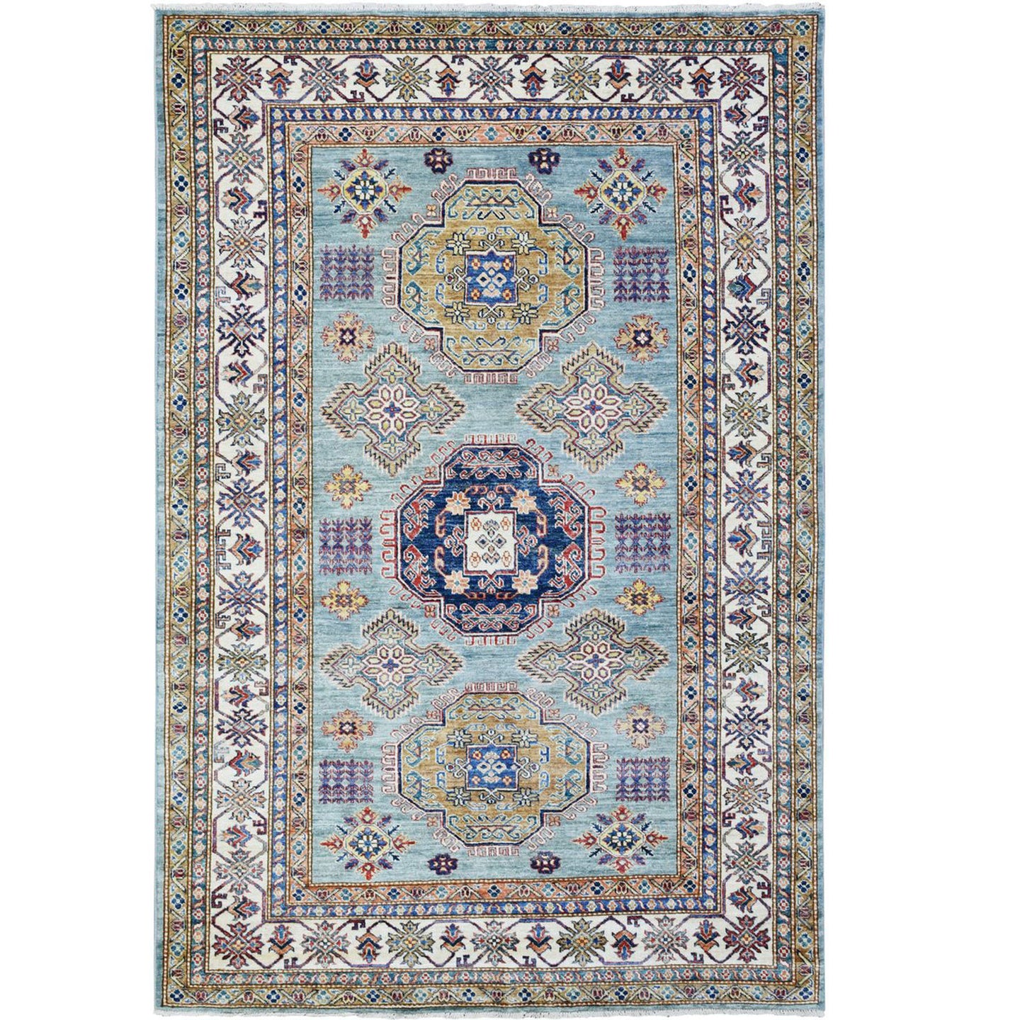 Hand-Knotted Caucasian Kazak Handmade Wool Traditional Rug (Size 6.0 X 9.0) Cwral-9861