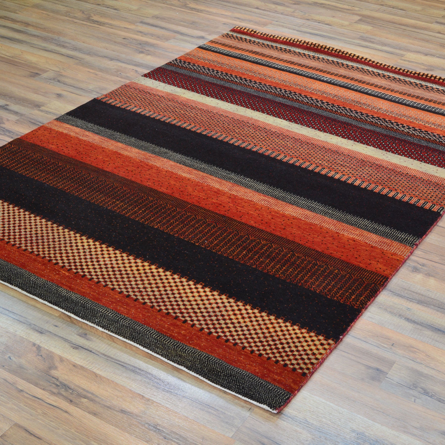 Hand-Knotted Modern Striped Gabbeh Design Wool Oriental Rug (Size 4.0 X  6.0) Cwral-9921