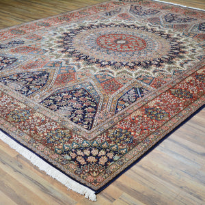 Hand-Knotted Traditional Design Kashmiri Silk Handmade Rug (Size 8.0 X 11.0) Cwral-9954