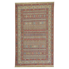 Load image into Gallery viewer, Fine Soumack Weave Tribal Design Handmade Wool Rug (Size 4.4 X 7.0) Cwral-9984