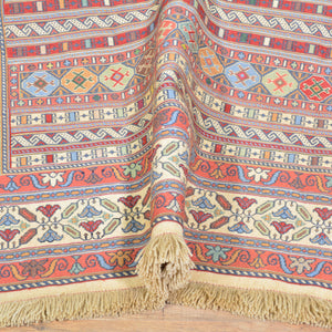 Fine Soumack Weave Tribal Design Handmade Wool Rug (Size 4.4 X 7.0) Cwral-9984
