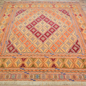 Multi-Weave Oriental Soumak Tribal Handmade Wool Rug (Size 5.5 X 6.9) Cwral-10002