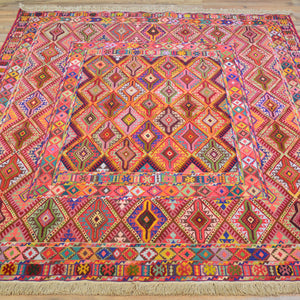 Multi-Weave Oriental Soumak Tribal Handmade Wool Rug (Size 5.0 X 6.2) Cwral-10023