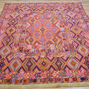 Multi-Weave Oriental Soumak Tribal Handmade Wool Rug (Size 4.11 X 6.3) Cwral-10026
