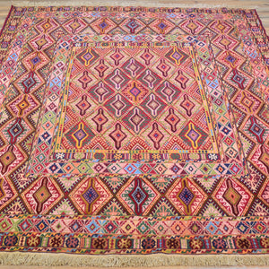 Multi-Weave Oriental Soumak Tribal Handmade Wool Rug (Size 5.1 X 6.3) Cwral-10032