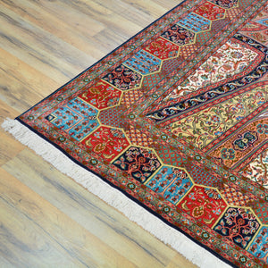 Hand-Knotted Traditional Design Kashmiri Silk/Silk Handmade Rug (Size 6.0 X 9.0) Cwral-10467