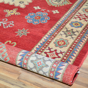 Hand-Knotted Tribal Kazak Design Handmade Wool Rug (Size 9.0 X 13.4) Cwral-1260