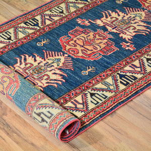 Hand-Knotted Oriental Super Kazak Tribal Rug 100% Wool Handmade (Size 2.8 X 9.9) Brral-1455