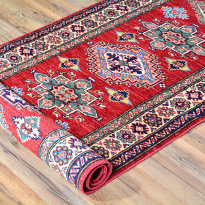 Hand-Knotted Fine Caucasian Design Super Kazak 100% Wool Rug (Size 2.7 X 8.9) Brral-1545