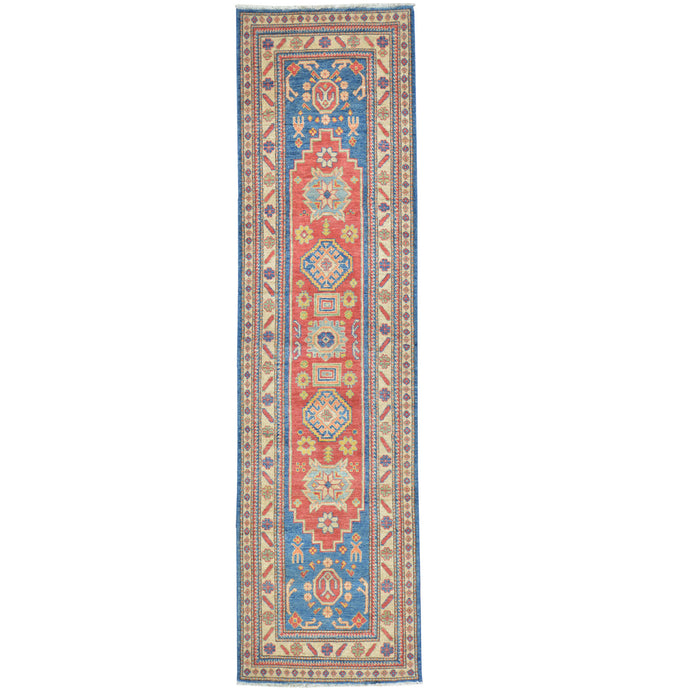 Hand-Knotted Tribal Kazak Caucasian Design 100% Wool Rug (Size 2.8 X 9.9) Brral-1551