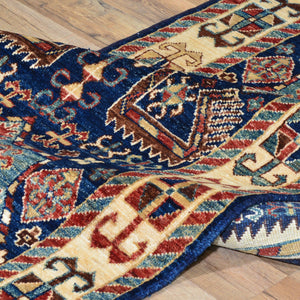 Hand-Knotted Fine Tribal Caucasian Kazak Design 100% Wool Rug (Size 2.7 X 11.10) Brral-1587