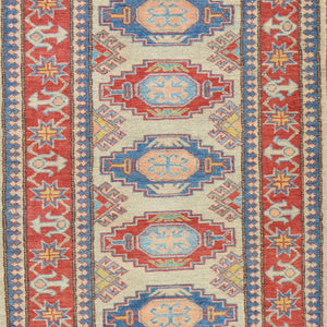 Hand-Knotted Tribal Kazak Caucasian Design 100% Wool Rug (Size 2.9 X 9.10) Brral-1719