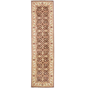 Hand-Knotted Afghan Ziegler Design Tribal Chobi 100% Wool Rug (Size 2.6 X 9.5) Cwral-1734