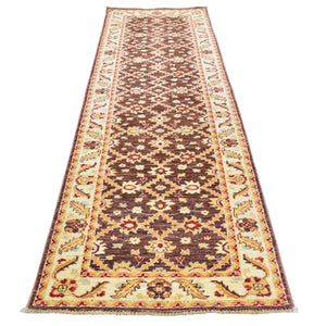 Hand-Knotted Afghan Ziegler Design Tribal Chobi 100% Wool Rug (Size 2.6 X 9.5) Cwral-1734
