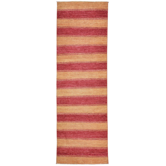 Hand-Woven Modern Striped Gabbeh 100% Wool Rug (Size 2.7 X 8.2) Brral-1752