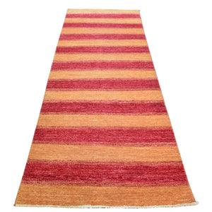 Hand-Woven Modern Striped Gabbeh 100% Wool Rug (Size 2.7 X 8.2) Brral-1752