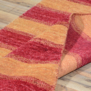 Hand-Woven Modern Striped Gabbeh 100% Wool Rug (Size 2.7 X 8.2) Brral-1752