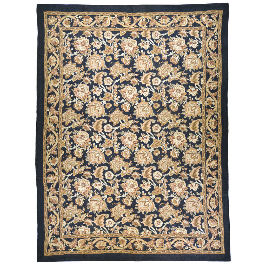 Handcrafted Floral Geometric 3 by 5 Ft Chain Stitch Rug - Kashmir Festival