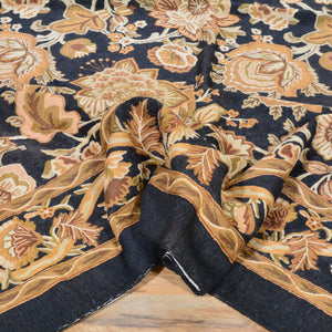 Chain-Stitch Kashmir Floral Design Handmade Wool Rug (Size 8.7 X 11.2) Cwral-2154