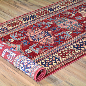 Hand-Knotted Fine Caucasian Super Kazak Design 100% Wool Rug (Size 2.11 X 10.3) Cwral-2793