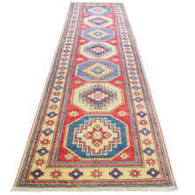 Load image into Gallery viewer, Hand-Knotted Fine Kazak Rug Geometric Handmade 100% Wool (Size 2.11 X 11.0) Cwral-2826