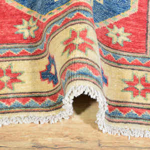 Hand-Knotted Fine Kazak Rug Geometric Handmade 100% Wool (Size 2.11 X 11.0) Cwral-2826