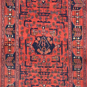 Hand-Knotted Fine Afghan Tribal Khal Mohammadi Design 100% Wool Rug (Size 2.9 X 10.1) Cwral-9078