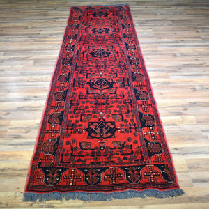 Hand-Knotted Fine Afghan Tribal Khal Mohammadi Design 100% Wool Rug (Size 2.9 X 10.1) Cwral-9078