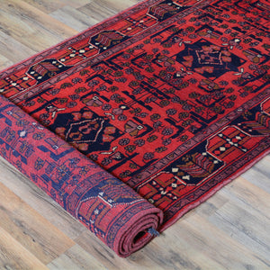 Hand-Knotted Fine Afghan Tribal Khal Mohammadi Design 100% Wool Rug (Size 2.9 X 10.1) Cwral-9078