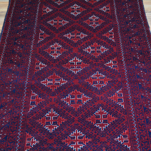 Hand-Knotted Afghan Tribal Turkoman 100% Wool Rug (Size 2.7 X 9.2) Brral-2907