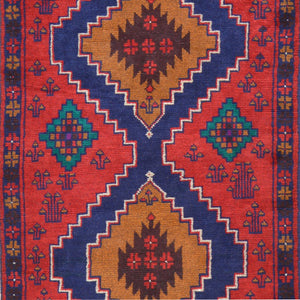 Hand-Knotted Handmade Tribal Persian Baluchi 100% Wool Rug (Size 2.9 X 12.11) Brral-2946