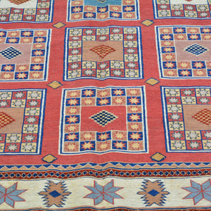 Hand-Knotted And Soumak Weave Tribal Barjista Wool Rug (Size 7.2 X 9.2) Brrsf-9