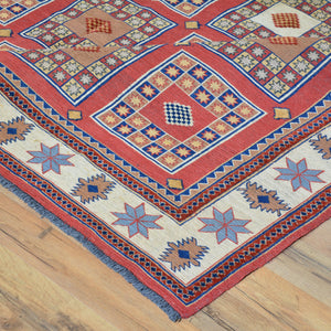 Hand-Knotted And Soumak Weave Tribal Barjista Wool Rug (Size 7.2 X 9.2) Brrsf-9