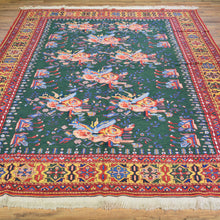 Load image into Gallery viewer, Hand-Woven Tribal Soumack Floral Design Wool Handmade Rug (Size 6.11 X 9.7) Cwrsf-21