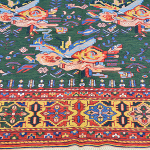 Hand-Woven Tribal Soumack Floral Design Wool Handmade Rug (Size 6.11 X 9.7) Cwrsf-21