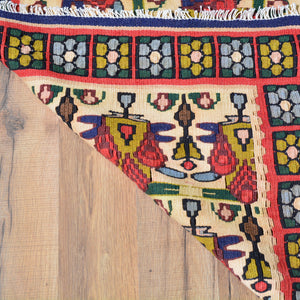 Hand-Woven Reversible Persian Sennah Kilim Village Rug (Size 3.11 X 5.0) Brrsf-447
