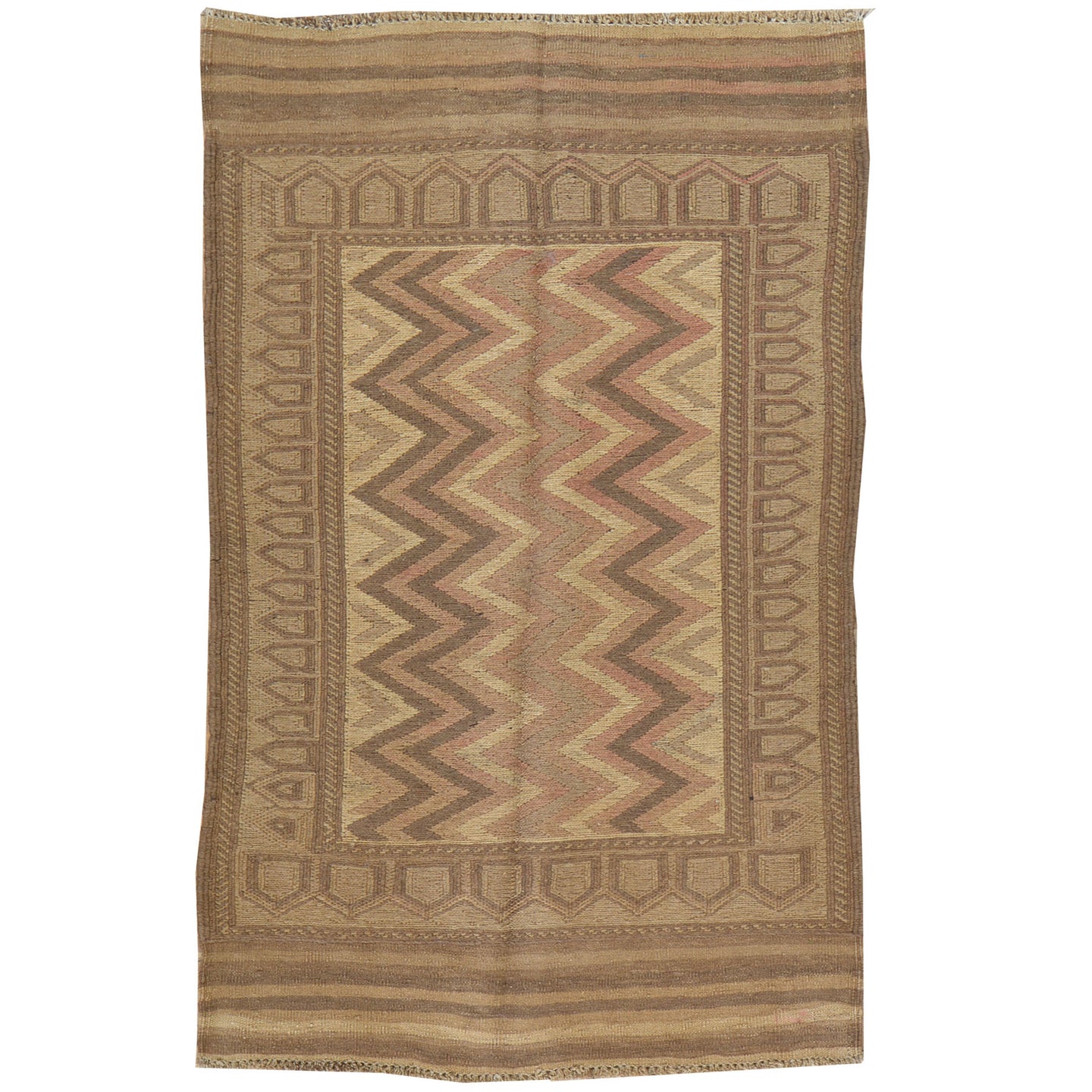 Hand-Woven Soumak Pure Wool Afghan Tribal Kilim Rug (Size 2.6 X 4.2) Brrsf-477