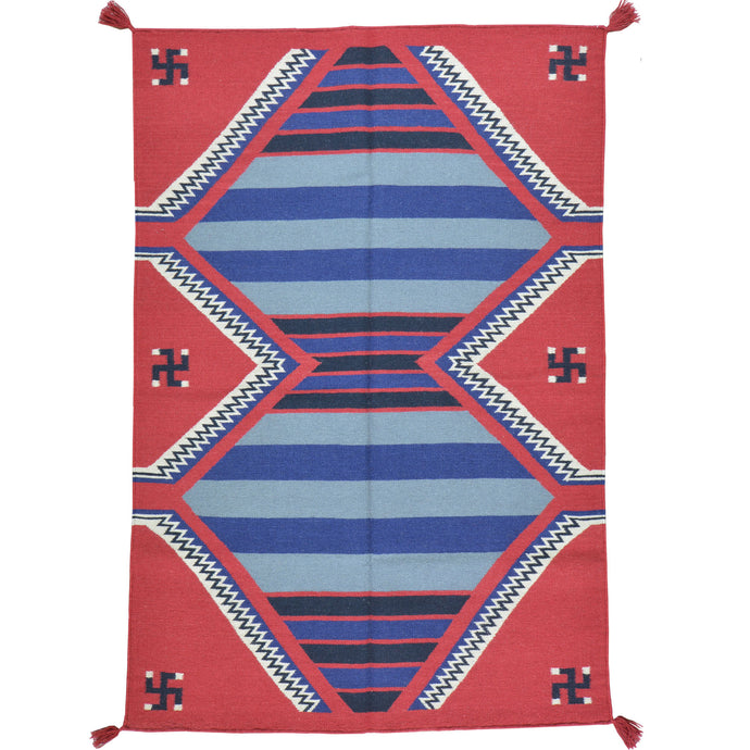 Hand-Woven Reversible SouthWestern Wool Handmade Rug (Size 4.0 X 6.0) Brrsf-498
