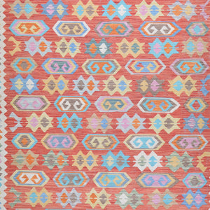 Hand-Woven Afghan Tribal Mimana Kilim Wool Rug (Size 10.2 X 16.0) Brrsf-591