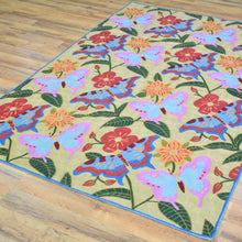 Load image into Gallery viewer, Chain-Stitched Butterfly Design Handmade Wool Rug (Size 4.0 X 6.0) Brrsf-912