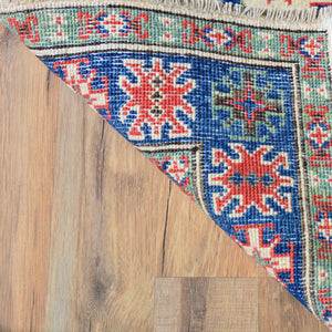 Hand-Knotted Kazak Geometric Design Handmade Wool Rug (Size 2.1 X 3.1) Brrsf-1020