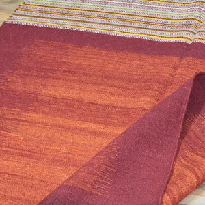 Hand-Woven Stripe Dhurrie Flatweave Reversible Kilim Handmade Rug (Size 4.0 X 6.3) Cwrsf-1089