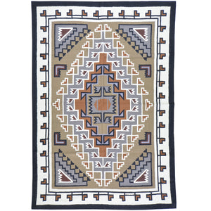 Chain-Stitched Kashmir Southwestern Design Wool Rug (Size 4.10 X 7.1) Brrsf-1098