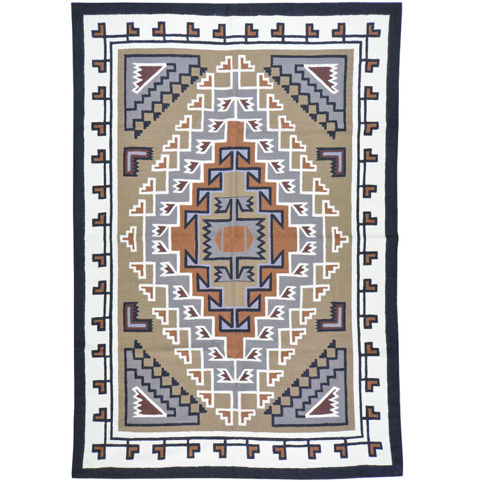 Chain-Stitched Kashmir Southwestern Design Wool Rug (Size 4.10 X 7.1) Brrsf-1098