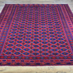 Hand-Knotted And Soumak Afghani Handmade Wool Rug (Size 5.3 X 6.4) Brrsf-1308
