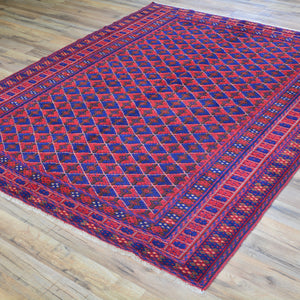 Hand-Knotted And Soumak Afghani Handmade Wool Rug (Size 5.3 X 6.4) Brrsf-1308