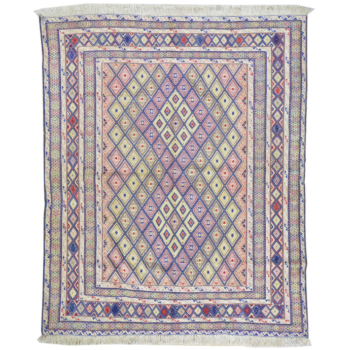 Afghan Tribal Mashwani Handmade Geometric Design Wool Rug (Size 4.9 X 5.9) Brrsf-1329