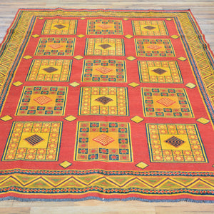 Soumak Tribal Afghan Birjista Handmade Wool Rug (Size 4.11 X 6.11) Brrsf-1350